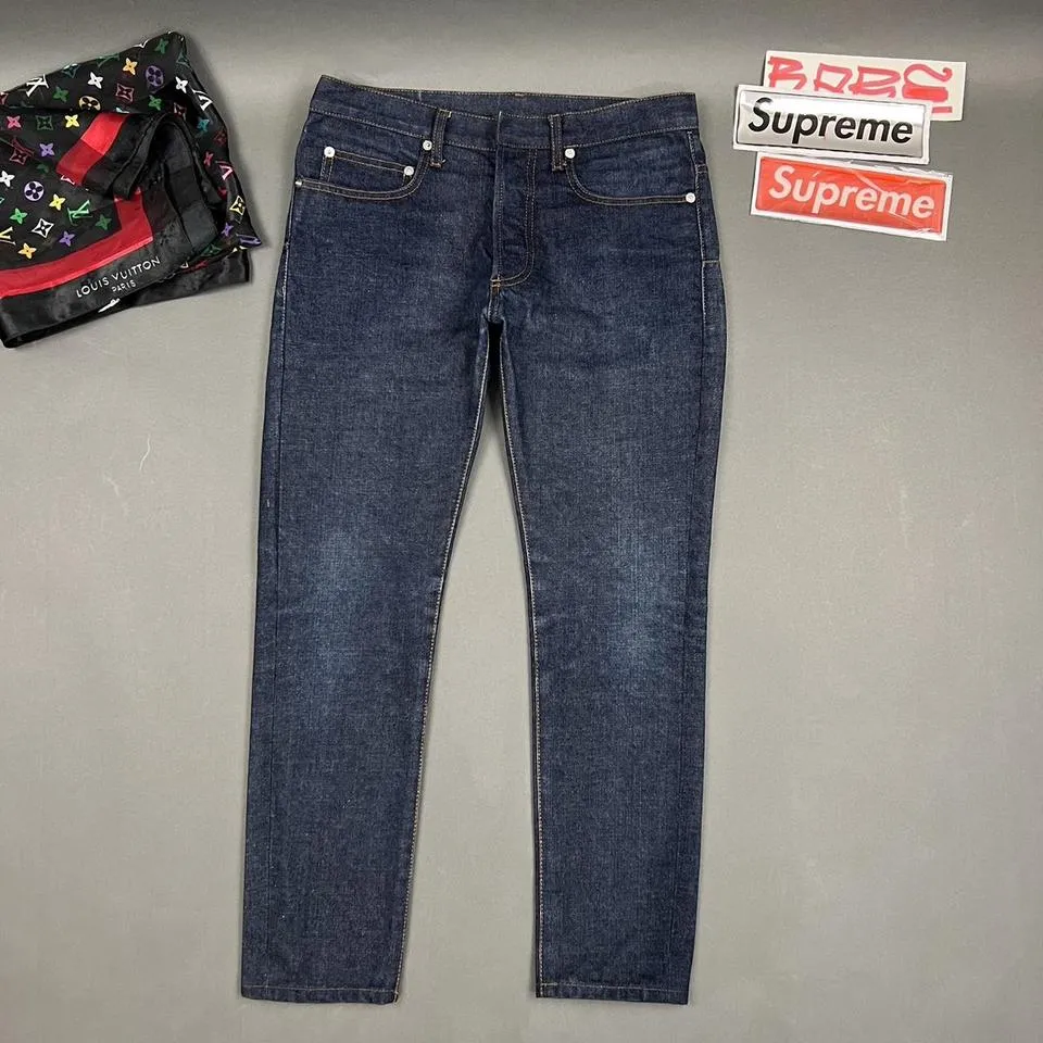 Dior Men's Blue and Silver Jeans
