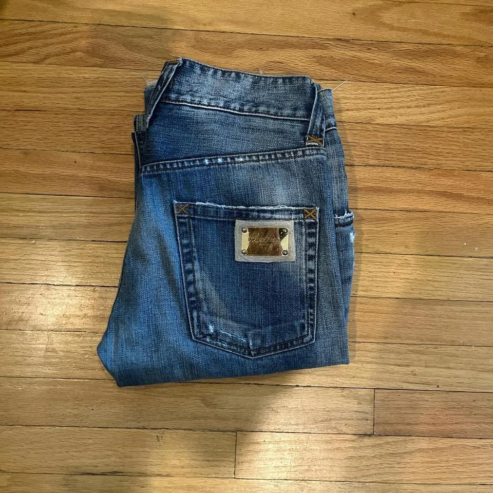 Dolce & Gabbana Men's Blue and Gold Jeans