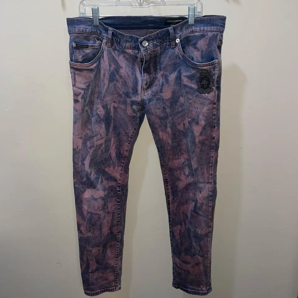 Dolce & Gabbana Men's Black and Red Jeans