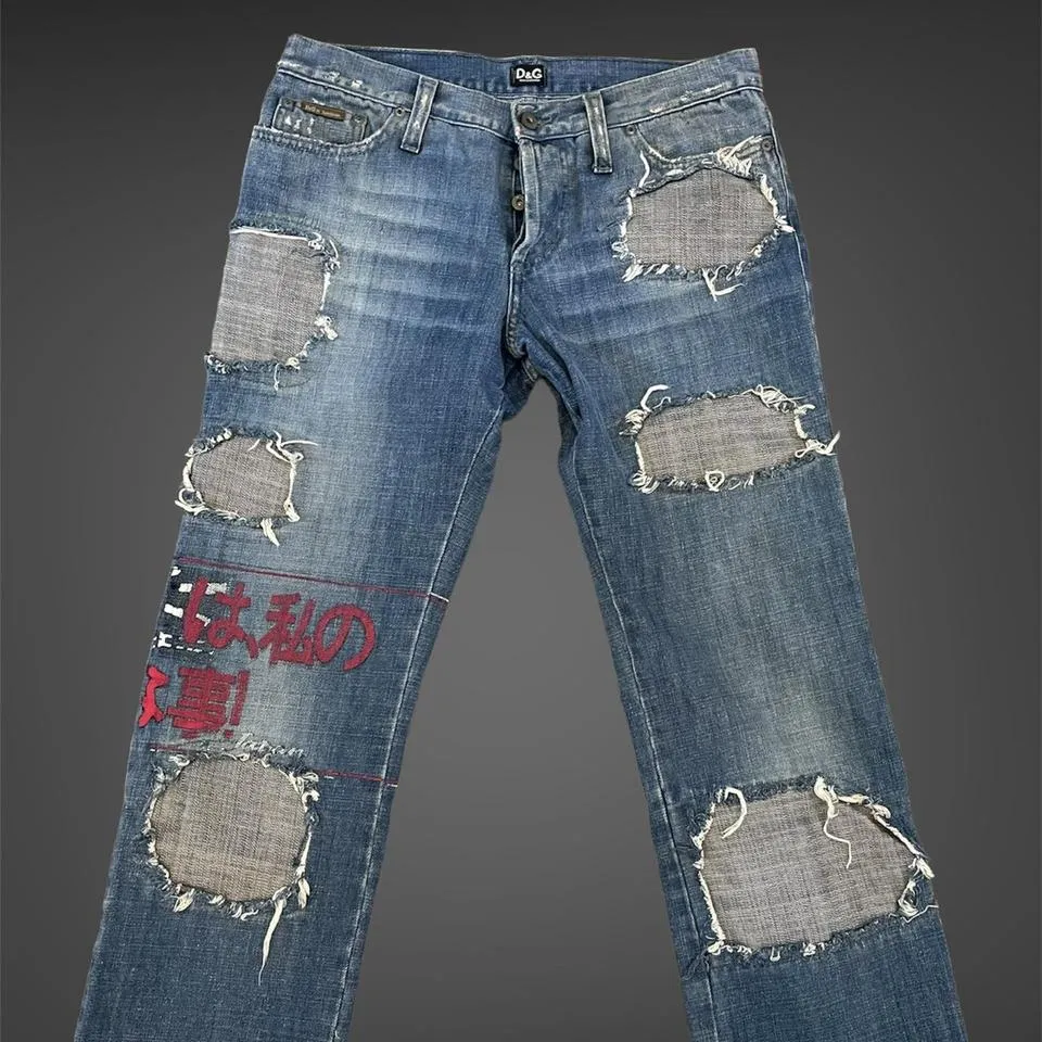 Dolce & Gabbana Men's Blue and Red Jeans