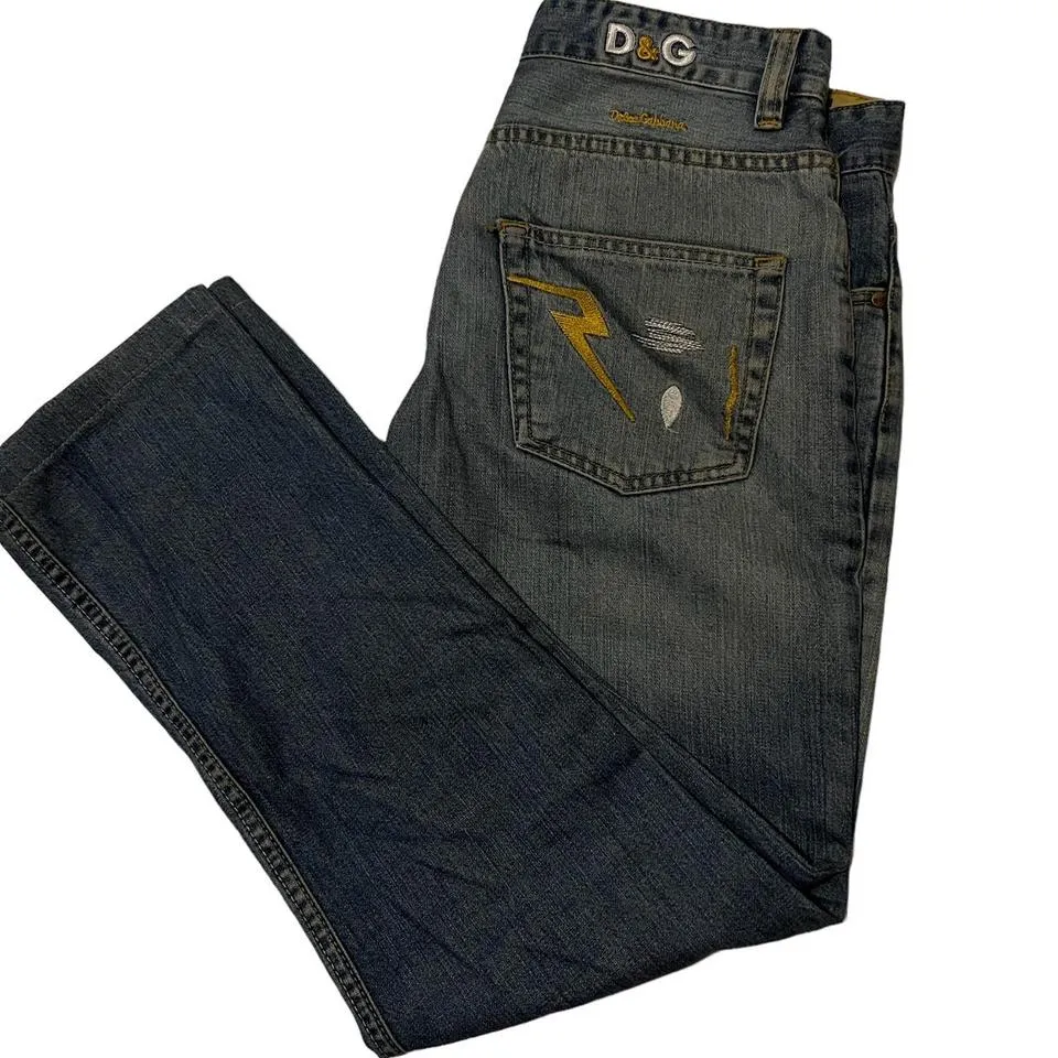 Dolce & Gabbana Men's Blue and Yellow Jeans