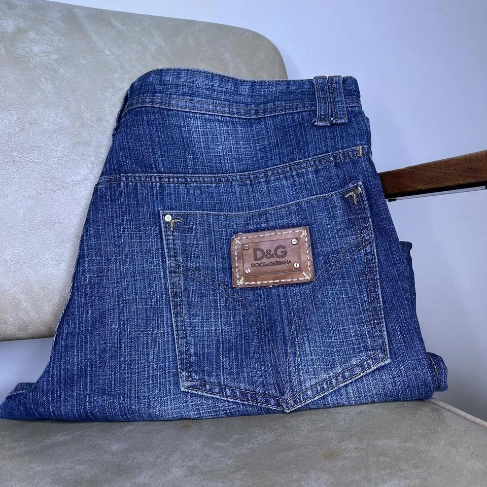 Dolce & Gabbana Men's Blue and Tan Jeans