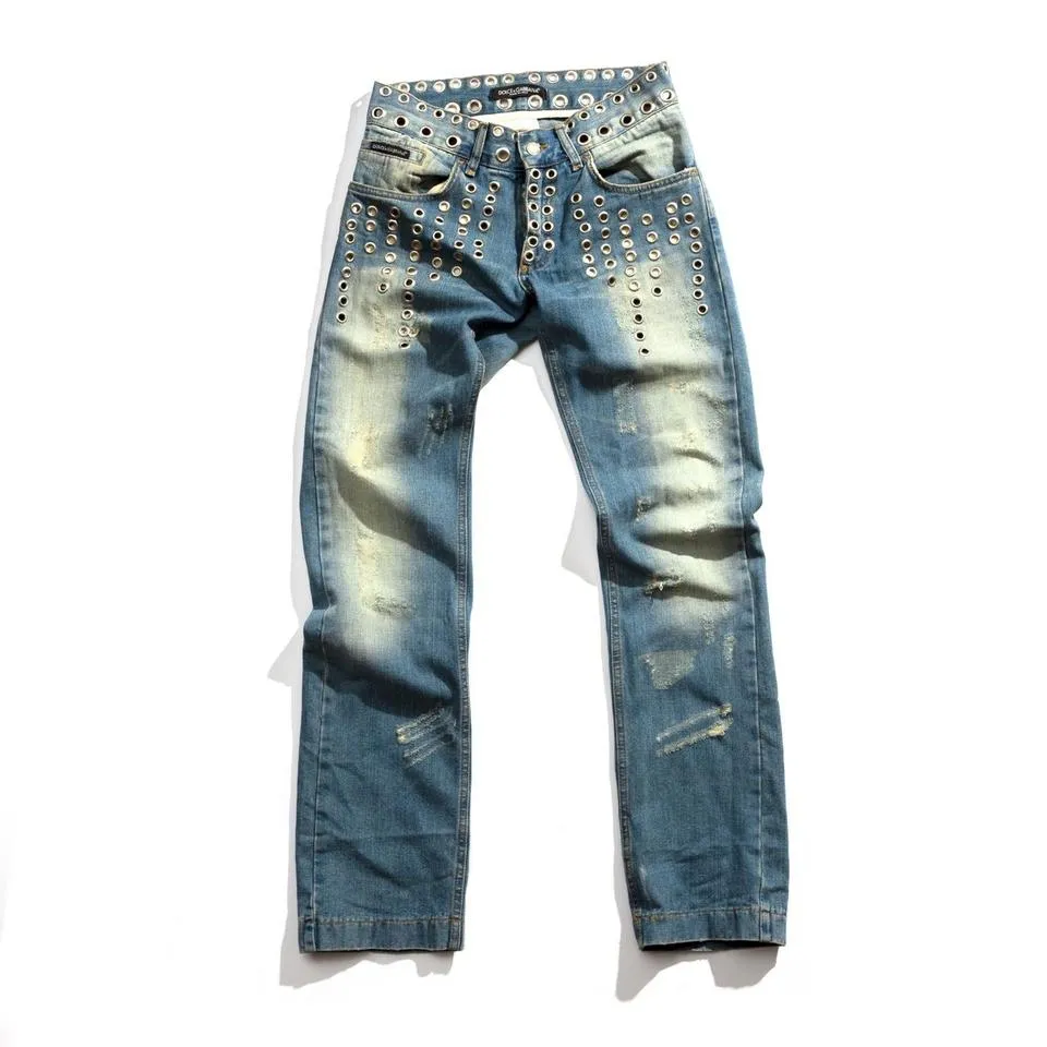 Dolce & Gabbana Men's Blue and Silver Jeans