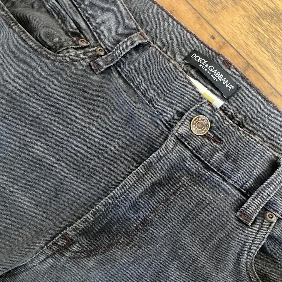 Dolce & Gabbana Men's Navy and Grey Jeans