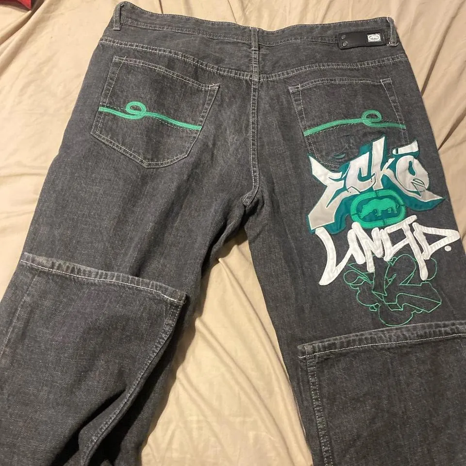 Ecko Unltd. Men's Black and Green Jeans