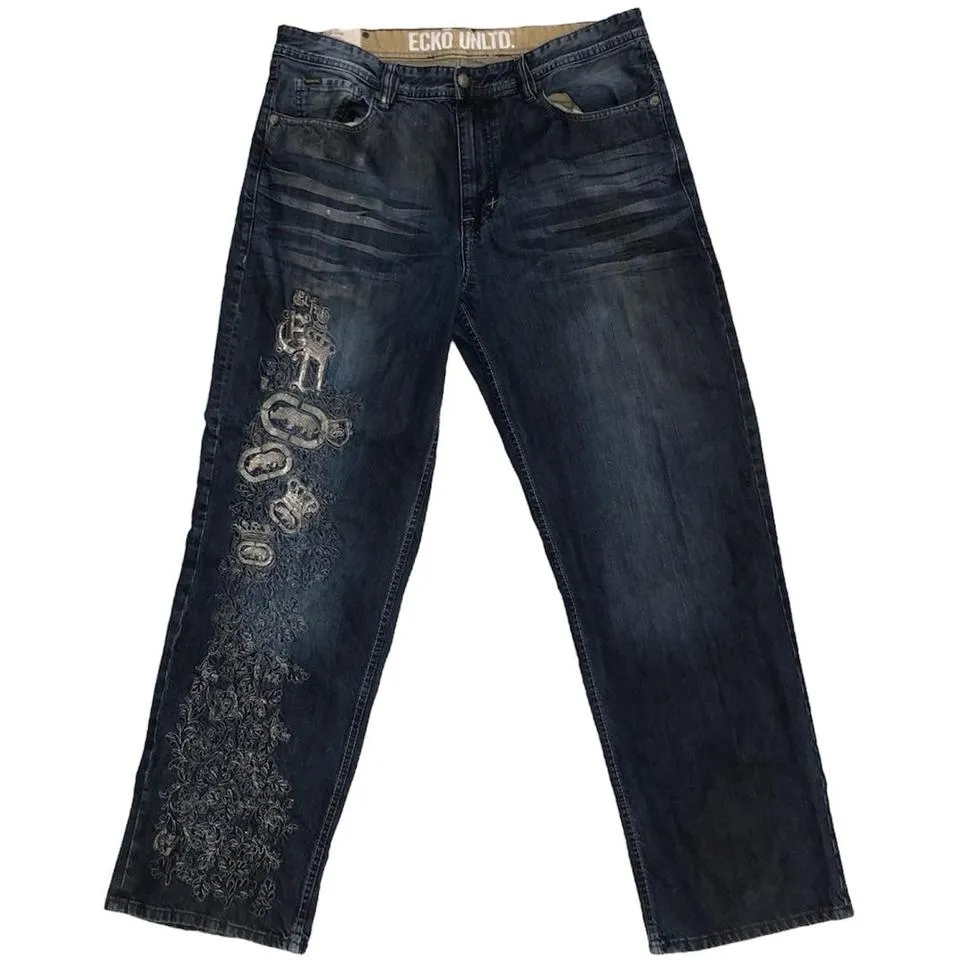 Ecko Unltd. Men's Navy and Silver Jeans