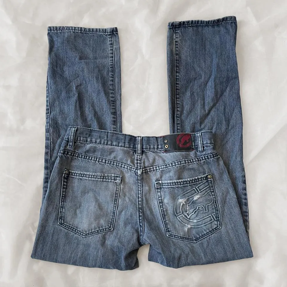 Ecko Unltd. Men's Grey and Blue Jeans
