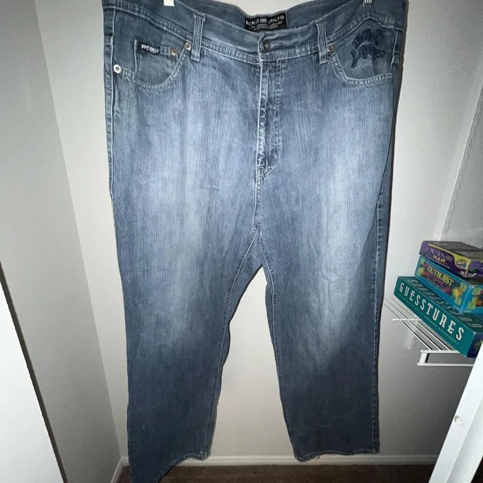 Ecko Unltd. Men's Navy and Orange Jeans