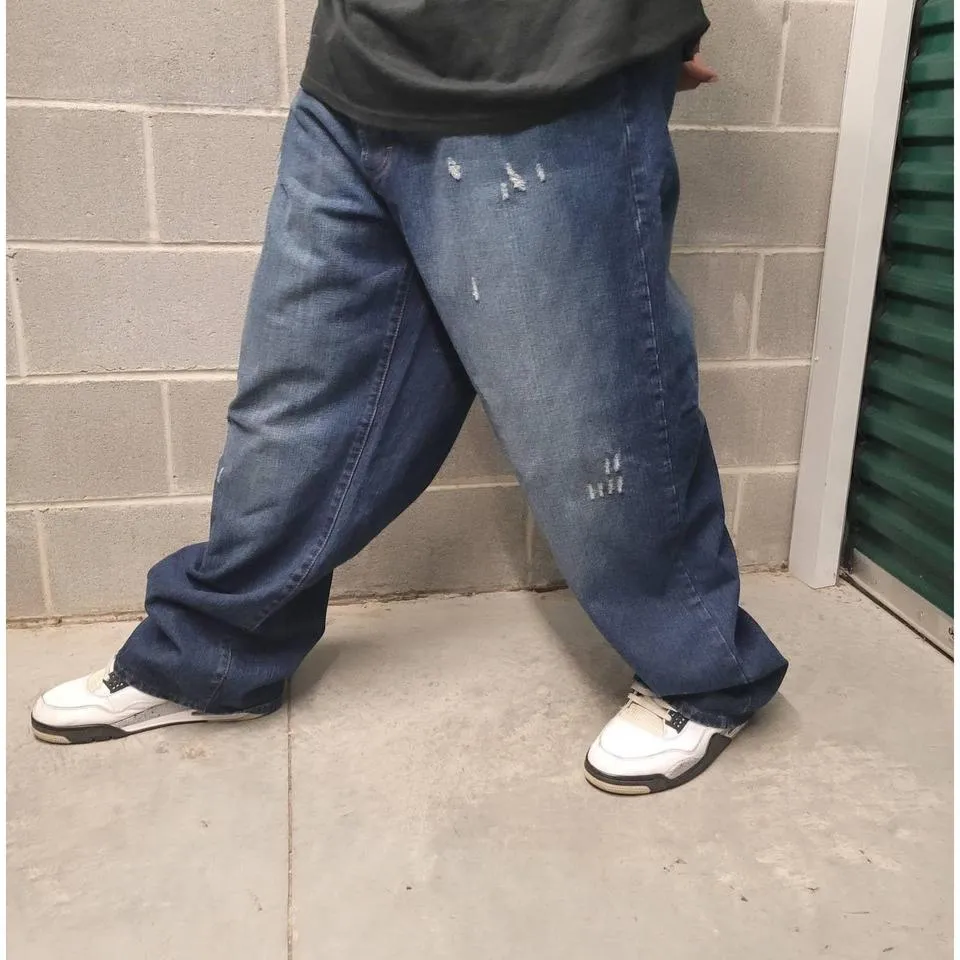Men's Blue and Gold Jeans
