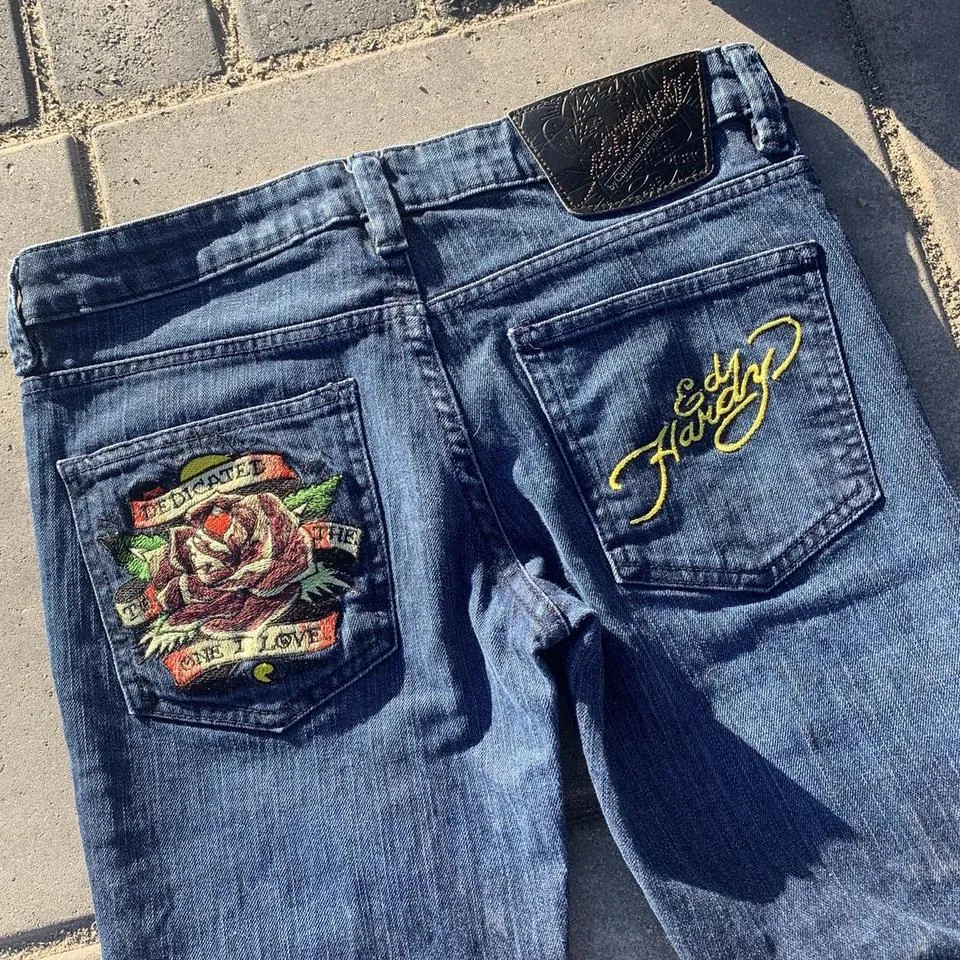 Ed Hardy Men's Blue and Red Jeans