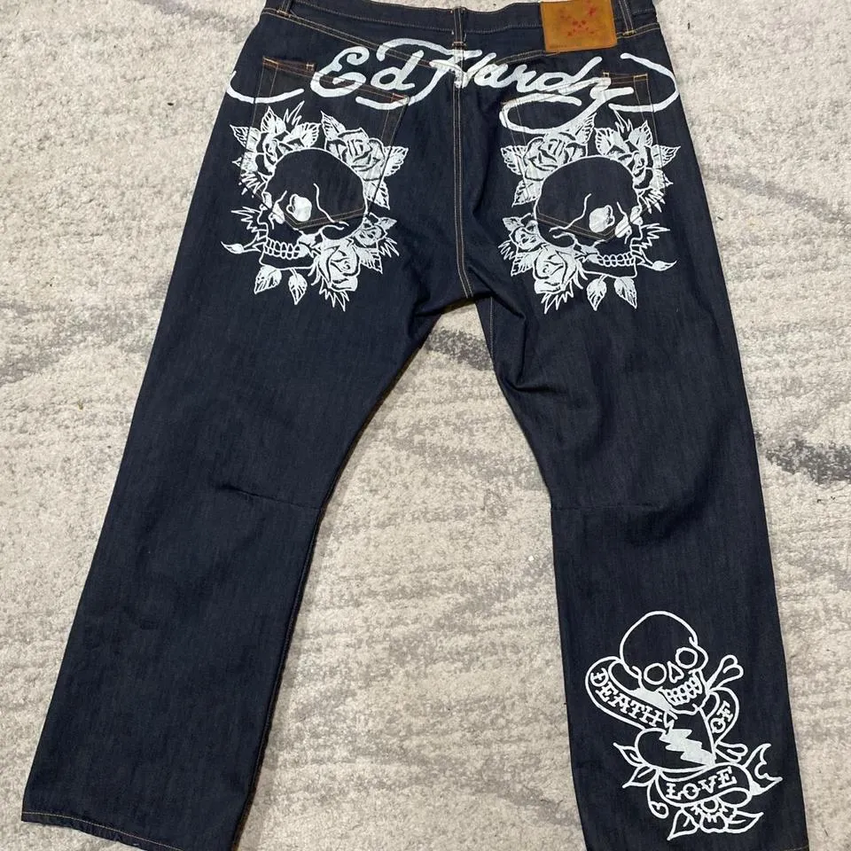 Ed Hardy Men's Navy and White Jeans
