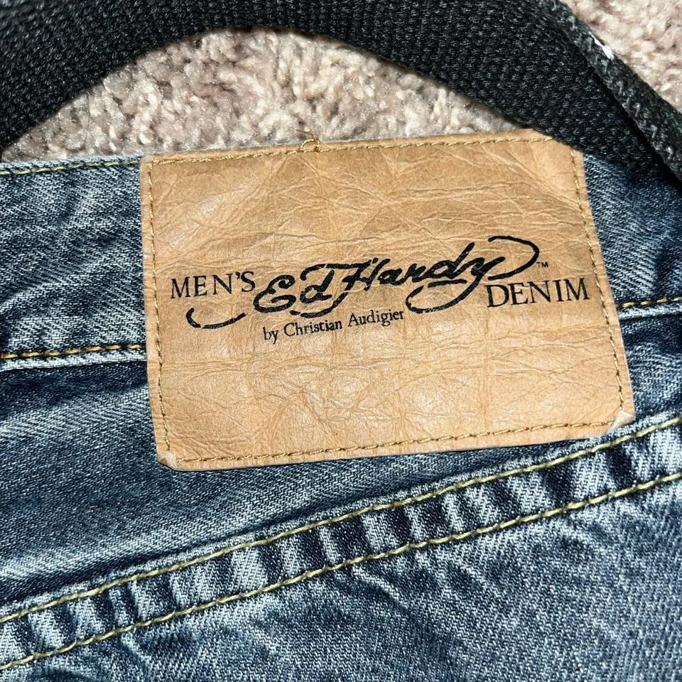 Ed Hardy Men's Black and Navy Jeans