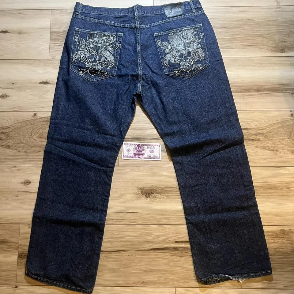 Ed Hardy Men's Blue and Black Jeans