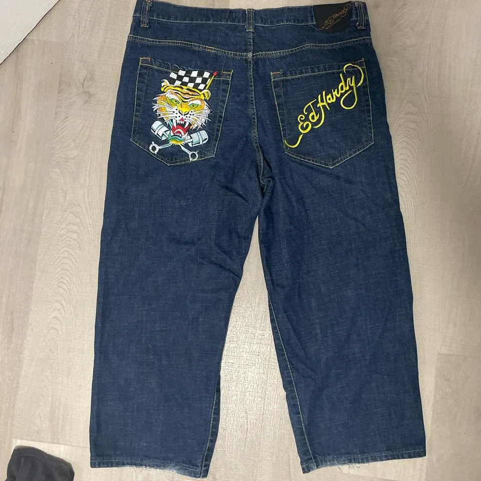 Ed Hardy Men's Blue and Yellow Jeans