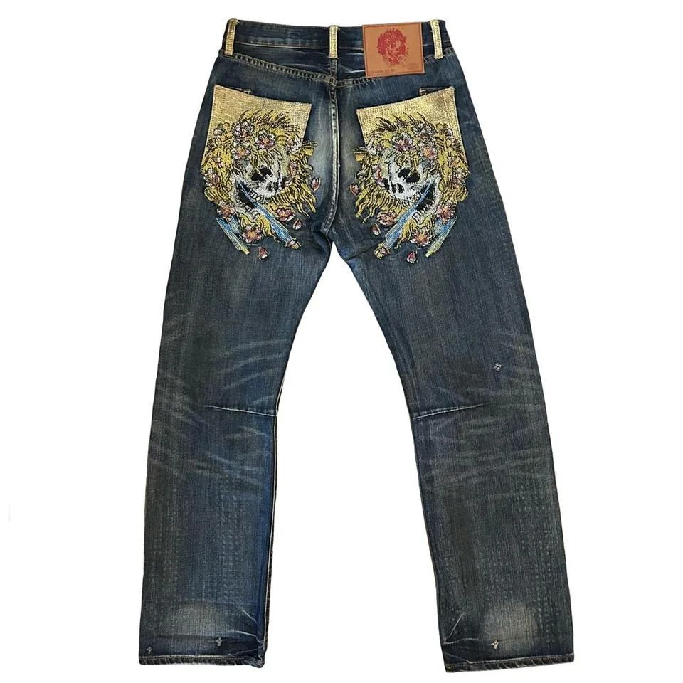 Ed Hardy Men's Yellow and Blue Jeans