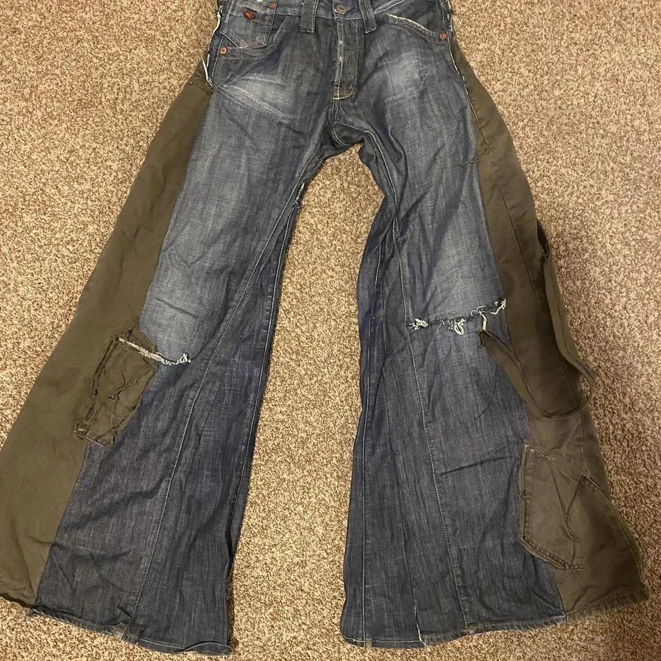 Energie Men's Blue and Khaki Jeans
