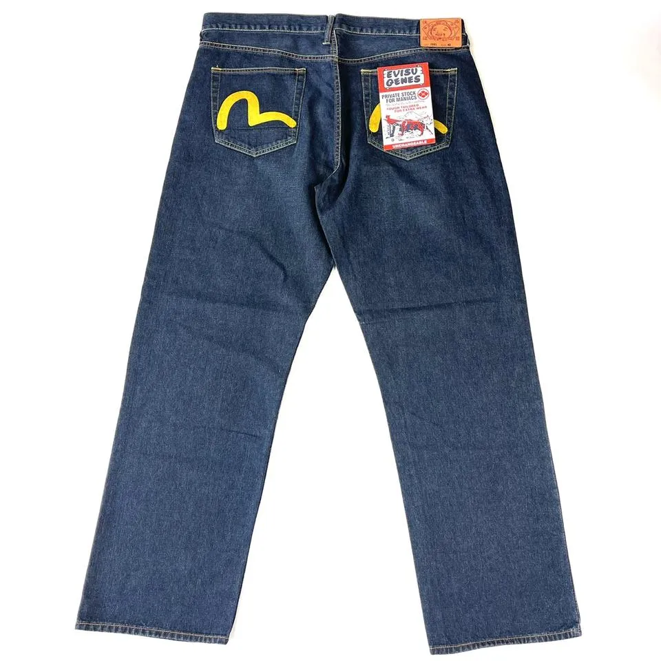 Evisu Men's Blue and Yellow Jeans