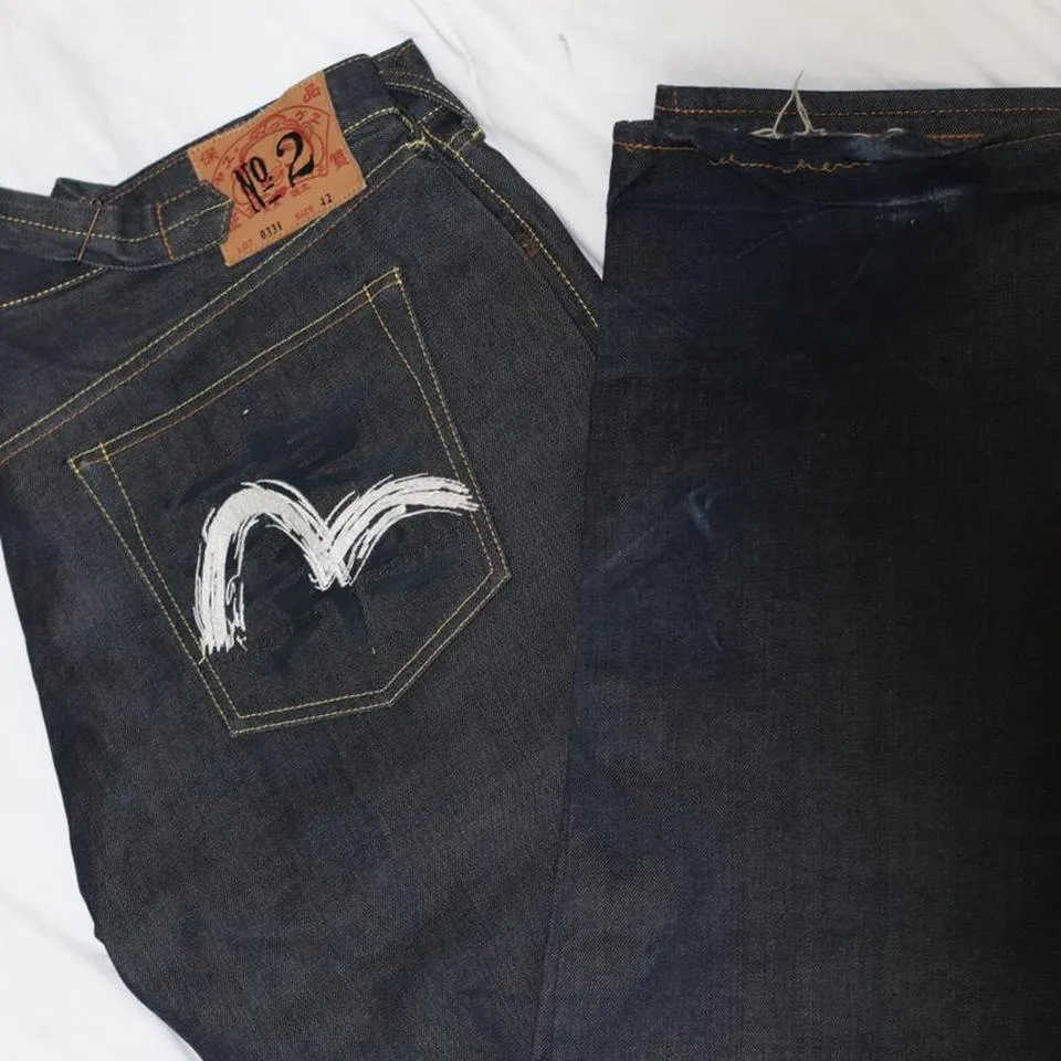 Evisu Men's Black and Grey Jeans