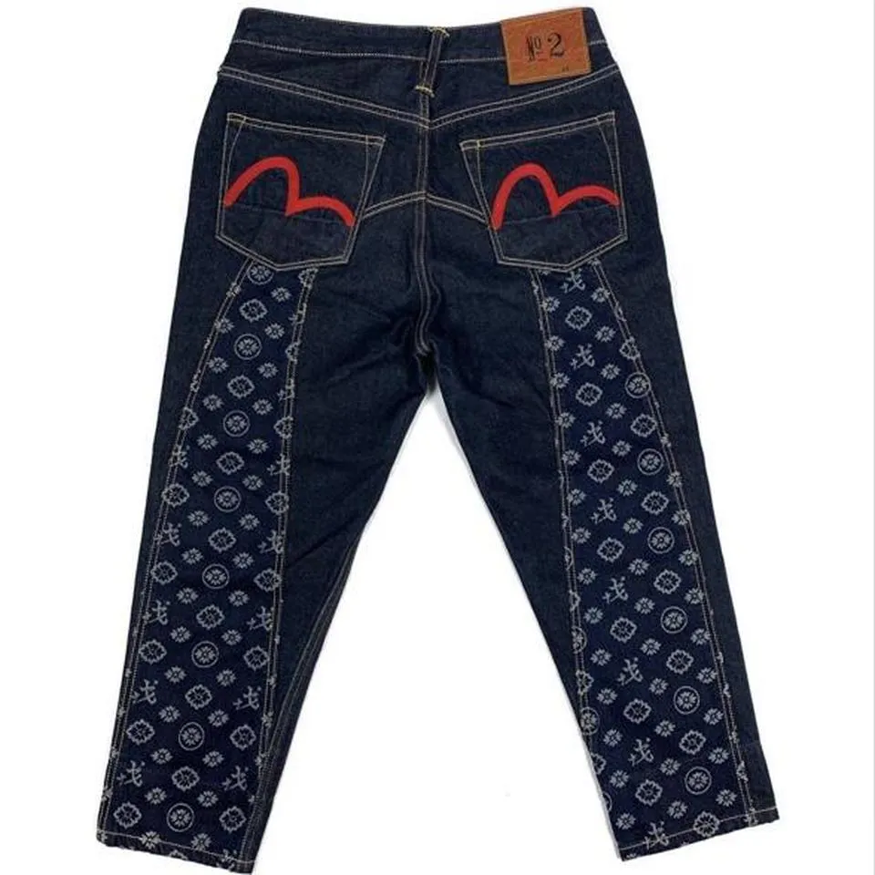 Evisu Men's Navy and Red Jeans
