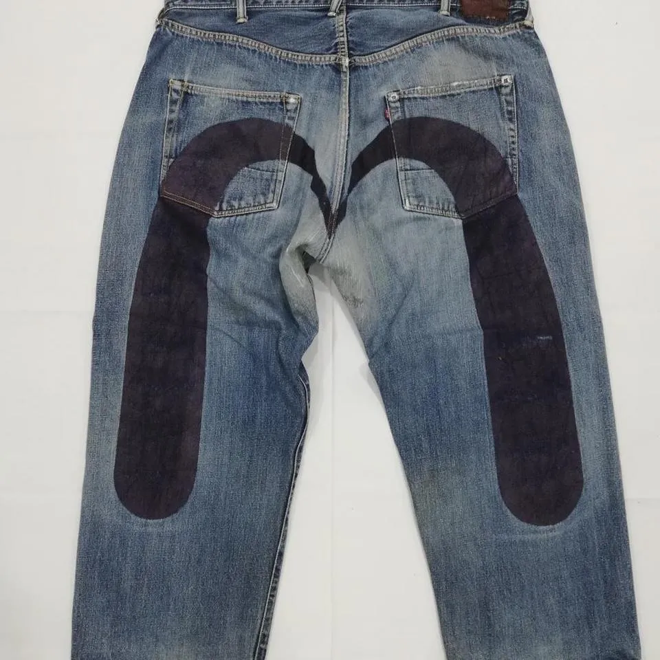 Evisu Men's Blue and Navy Jeans