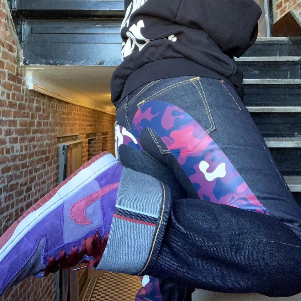Evisu Men's Navy and Purple Jeans
