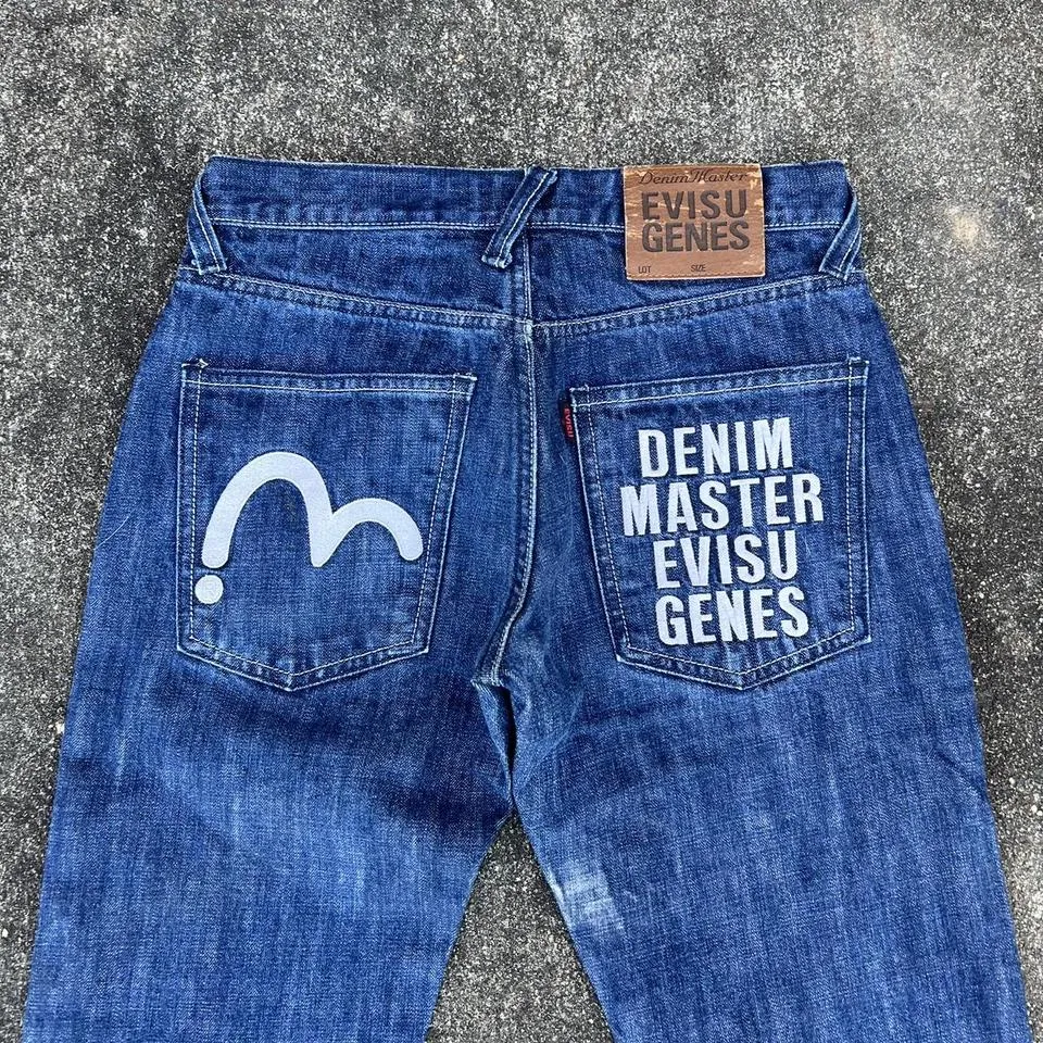Evisu Men's Blue and White Jeans