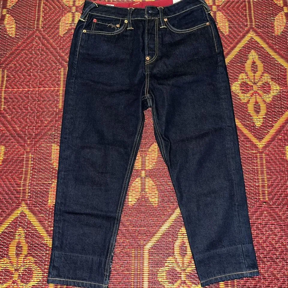 Evisu Men's Navy and Red Jeans