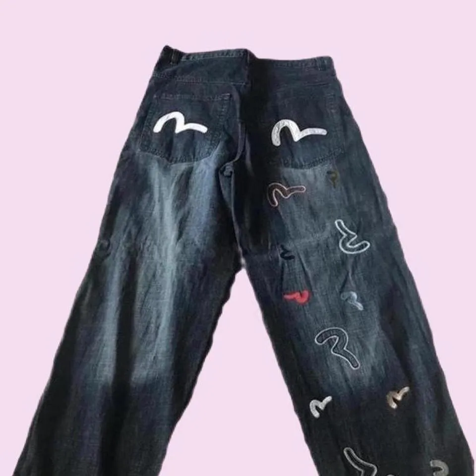 Evisu Men's Navy and White Jeans