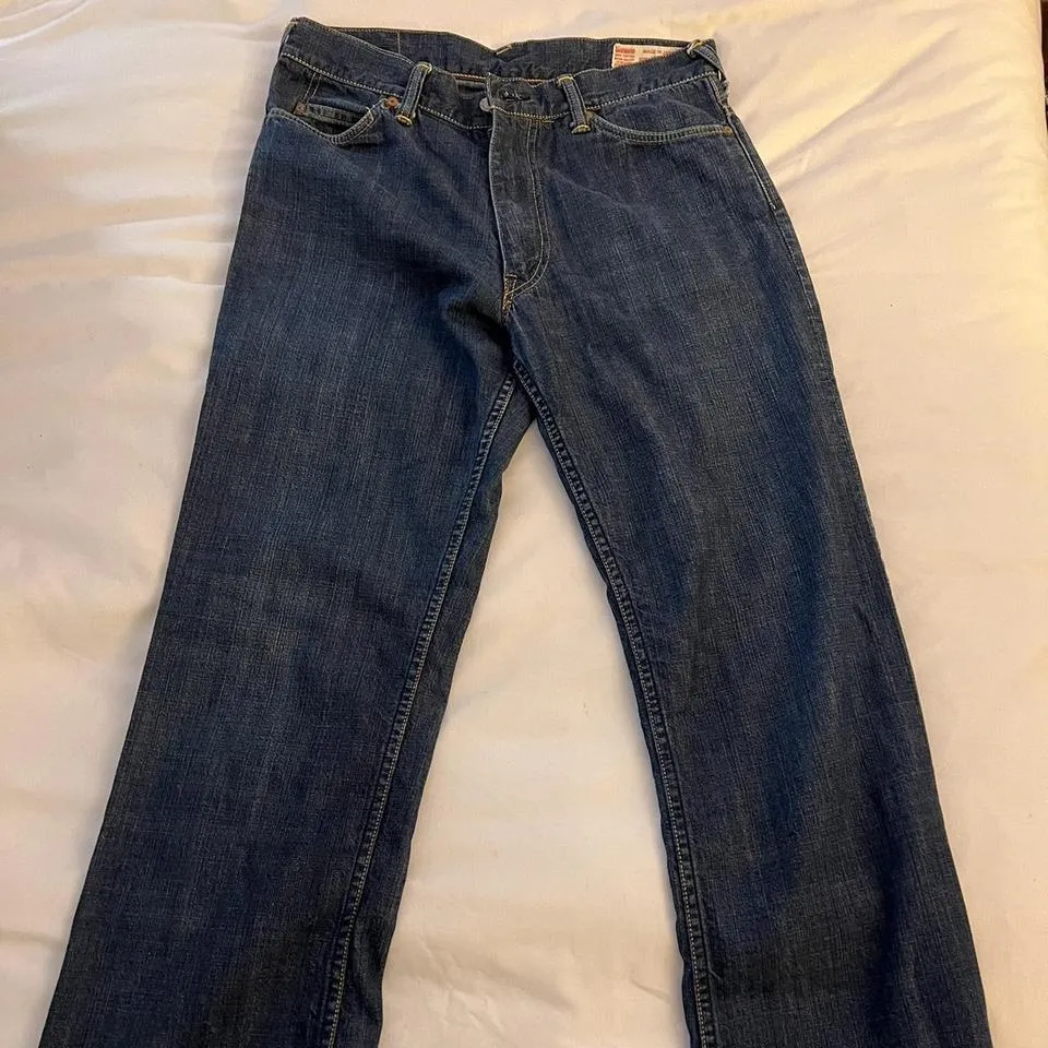 Evisu Men's Blue and Black Jeans