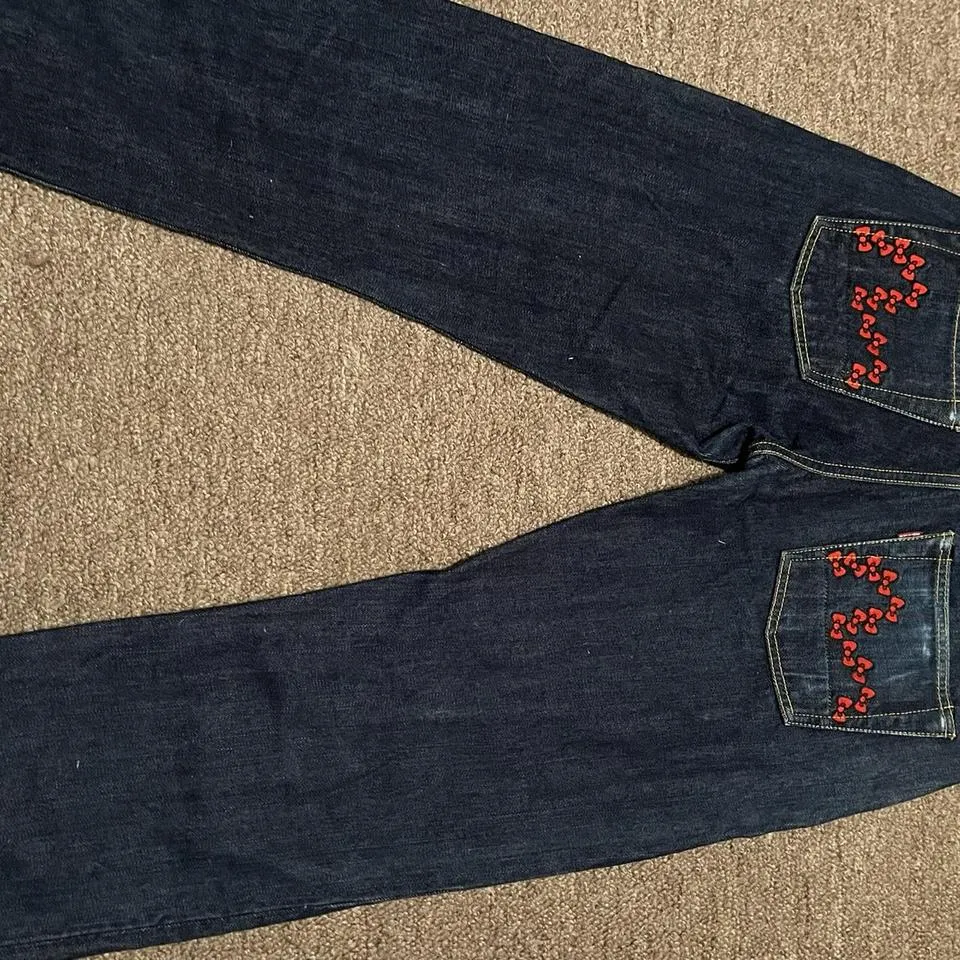 Evisu Men's Black and Red Jeans