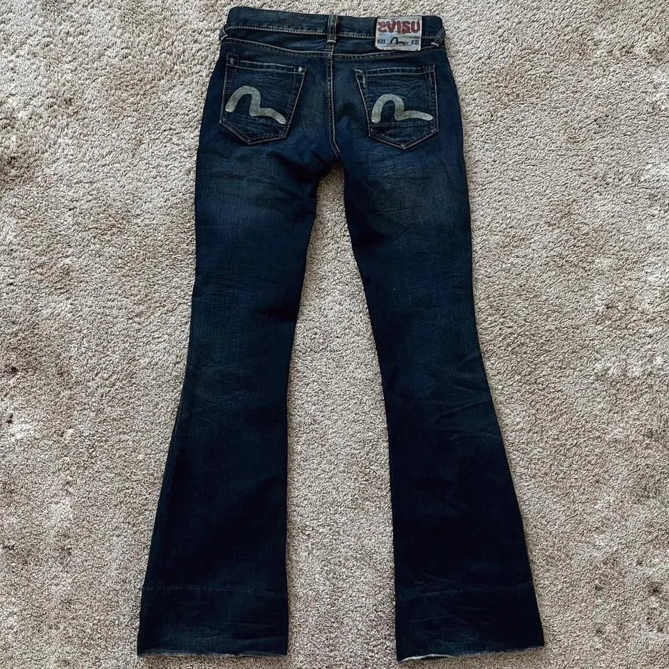 Evisu Men's Navy and White Jeans