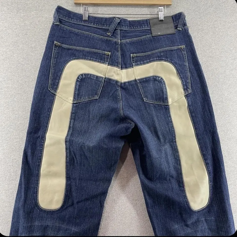 Evisu Men's White and Navy Jeans