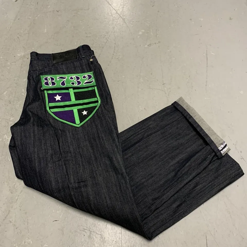 Evisu Men's Green and Black Jeans