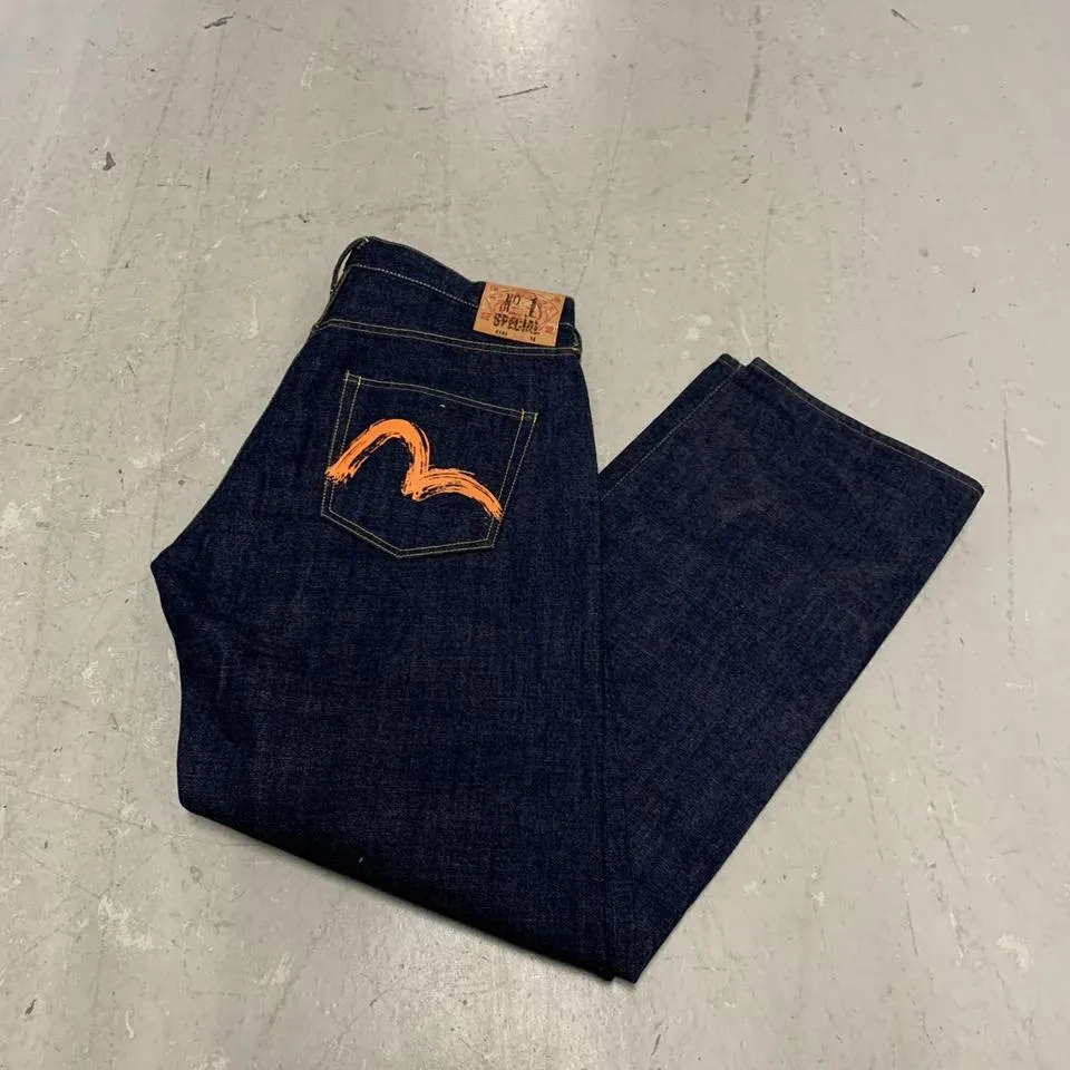 Evisu Men's Orange and Blue Jeans