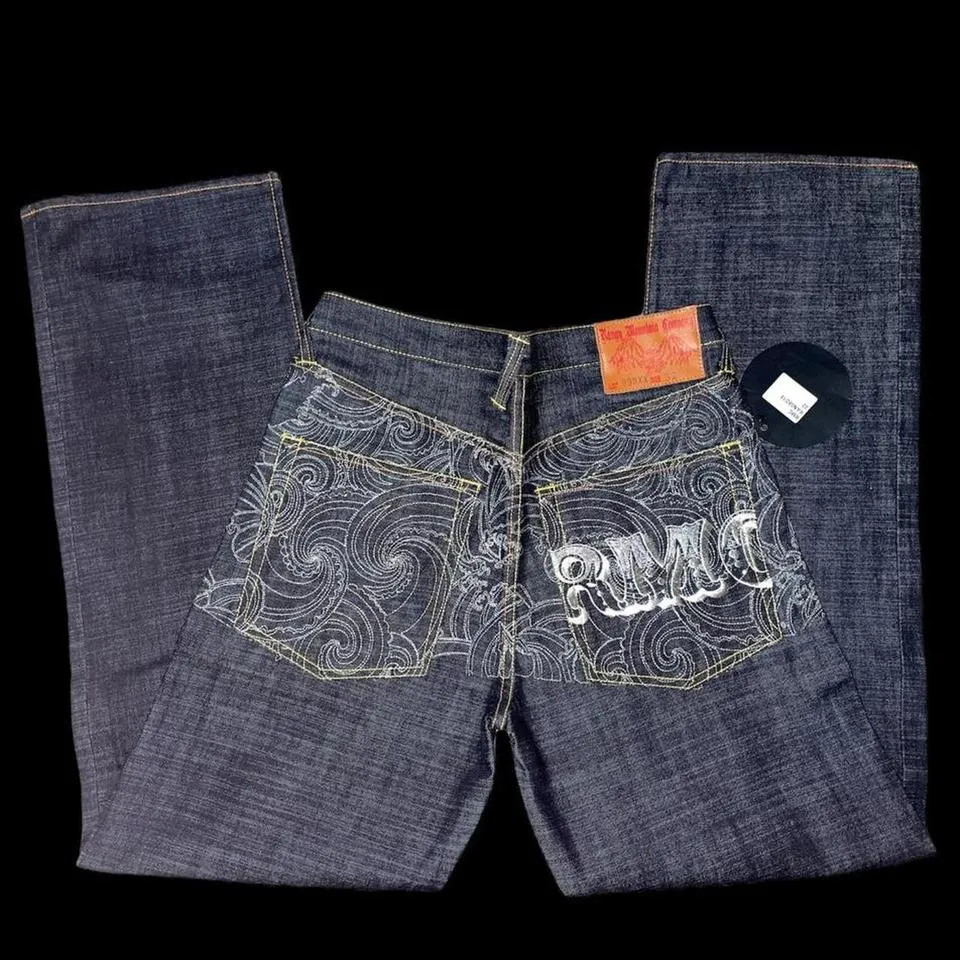Evisu Men's Black and Silver Jeans