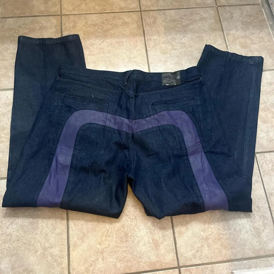 Evisu Men's Navy and Purple Jeans