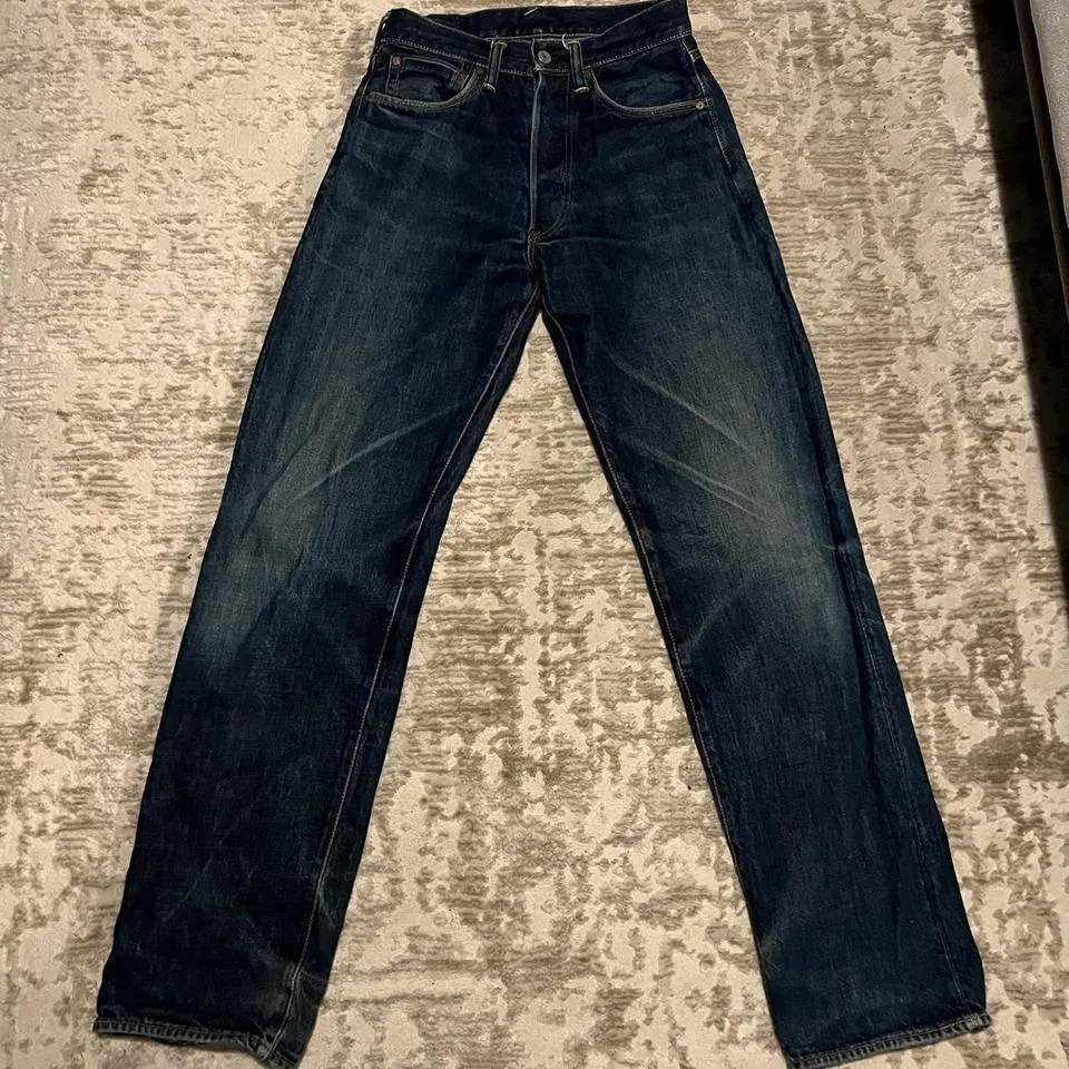 Evisu Men's Navy and White Jeans