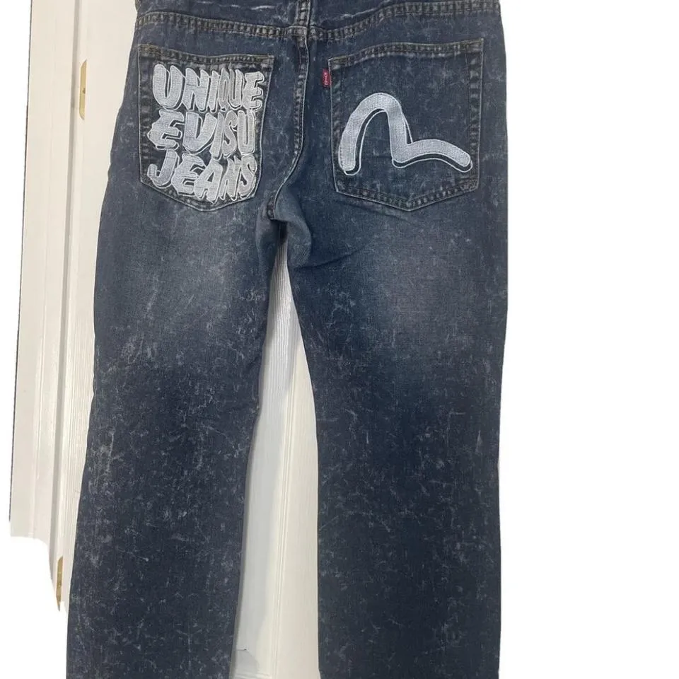 Evisu Men's Blue and White Jeans