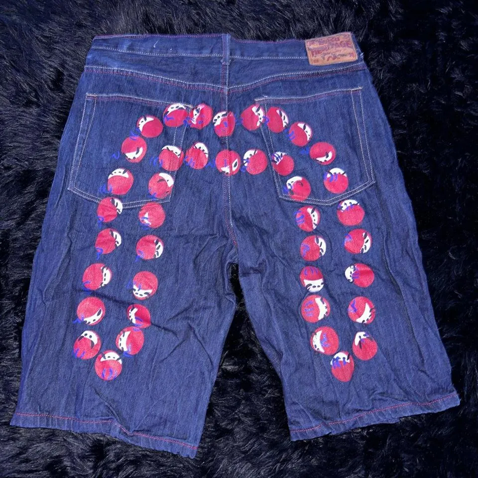 Evisu Men's Blue and Red Jeans