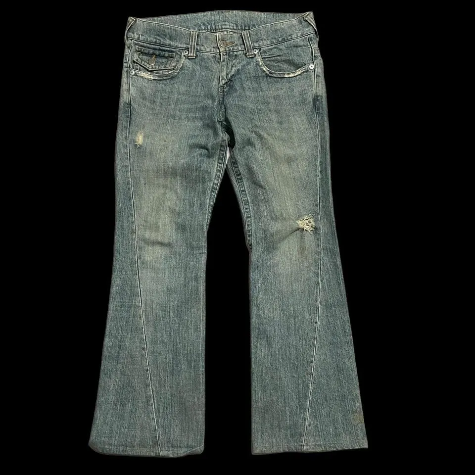 Evisu Men's Green and Khaki Jeans