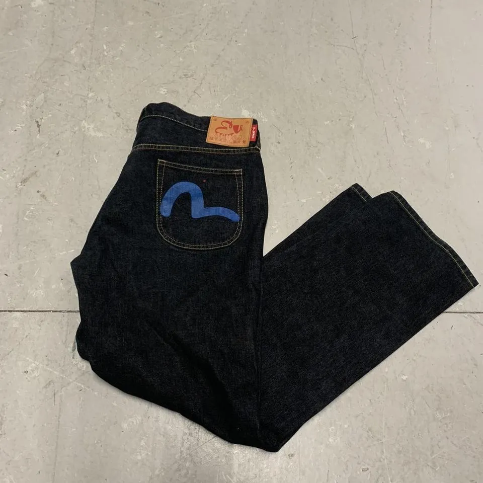 Evisu Men's Blue and Navy Jeans