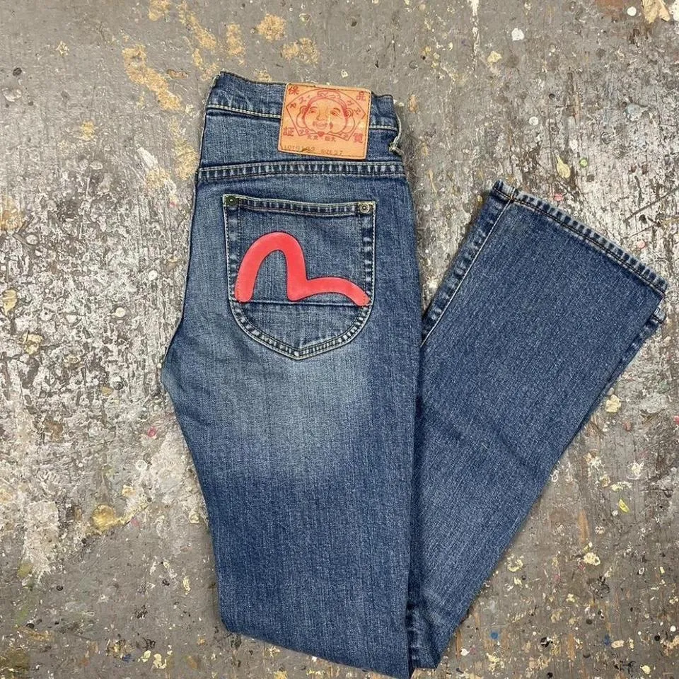 Evisu Men's Red and Navy Jeans