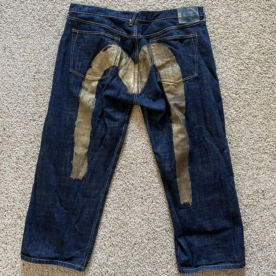Evisu Men's Navy and Gold Jeans