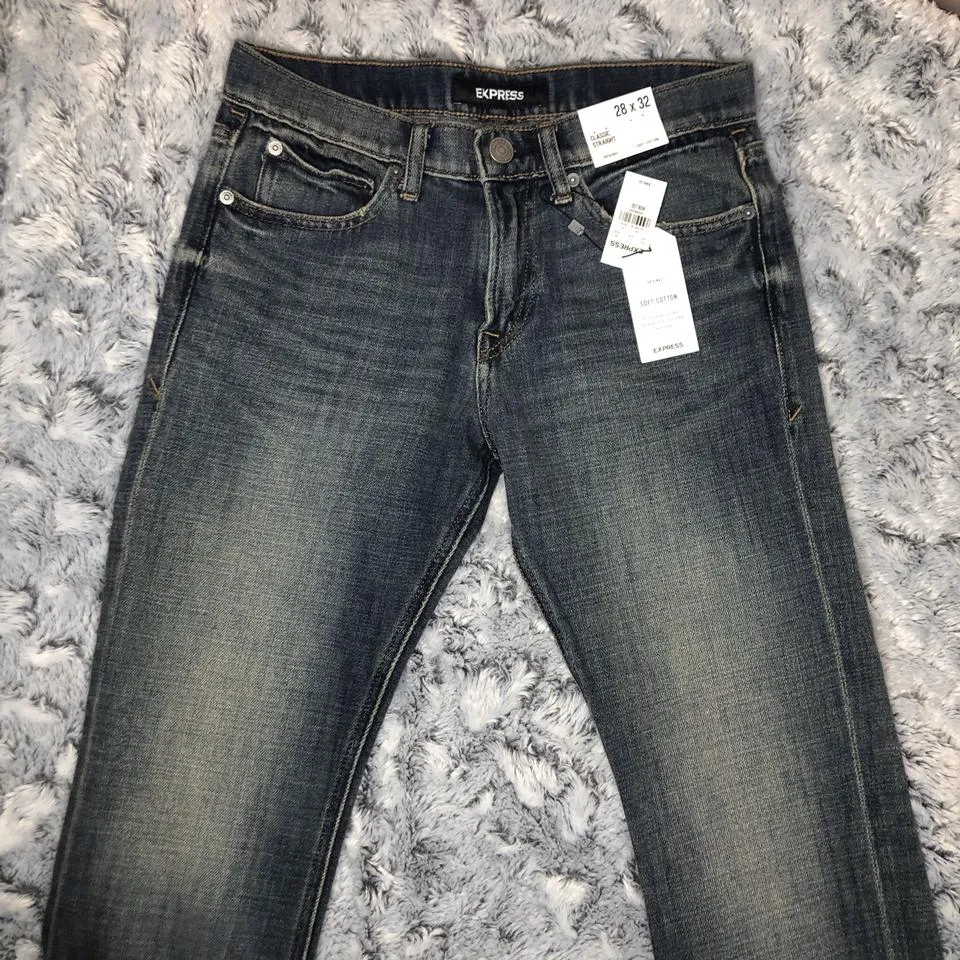 Express Men's Navy and Blue Jeans