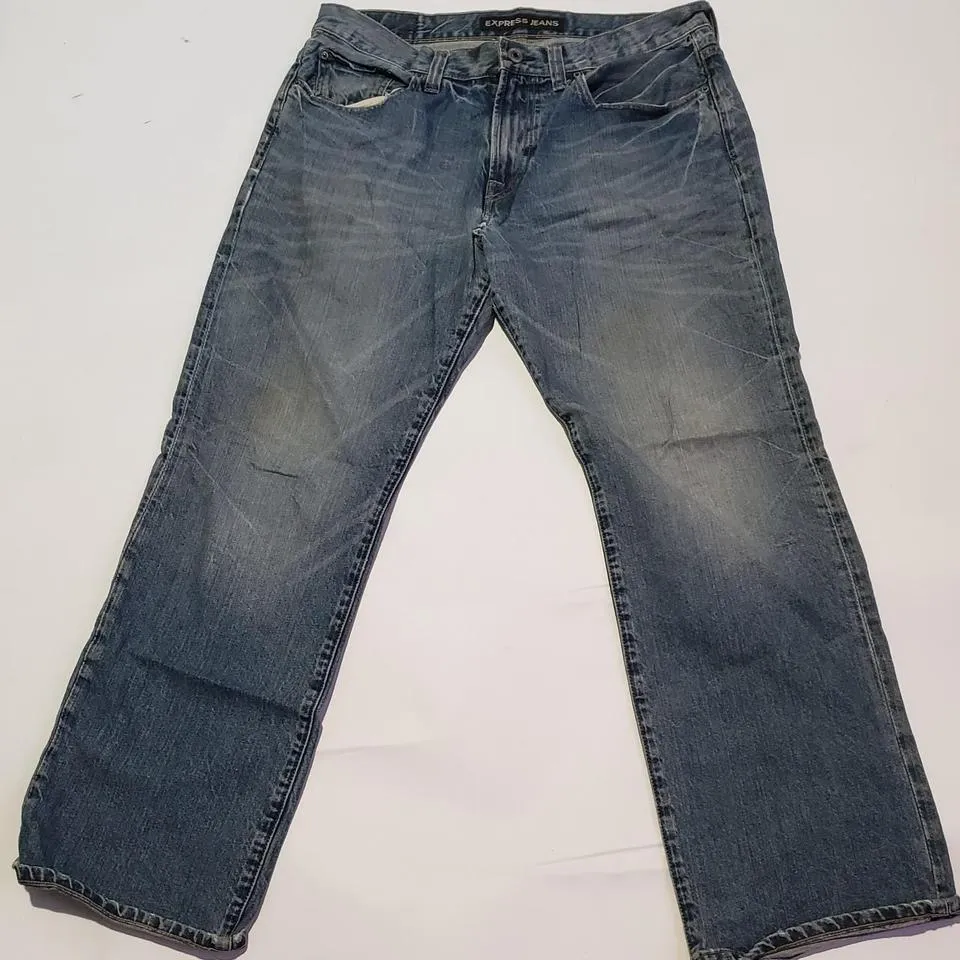Express Men's Blue and White Jeans