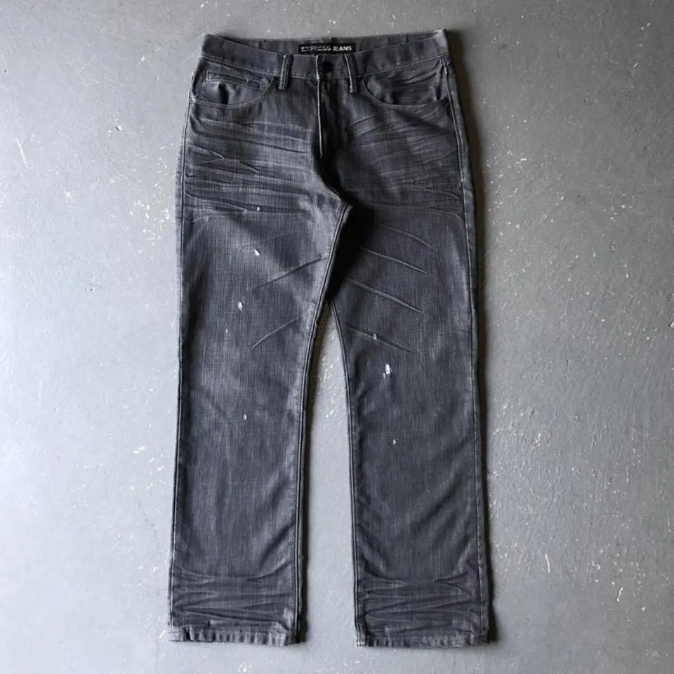 Express Men's Grey and Black Jeans