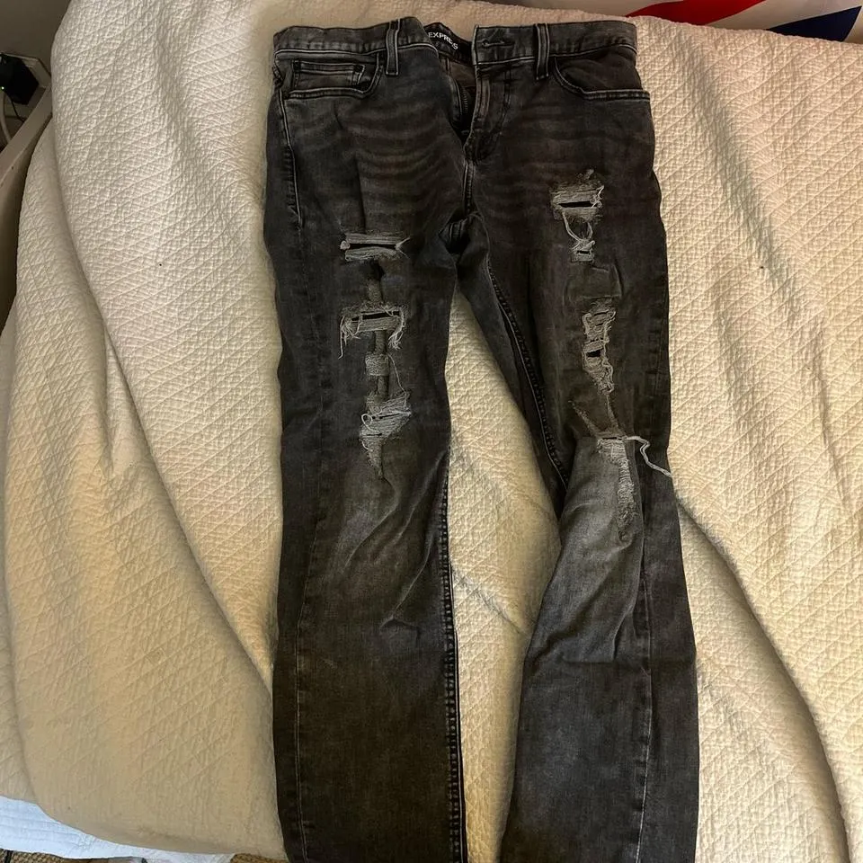 Express Men's Black and Grey Jeans