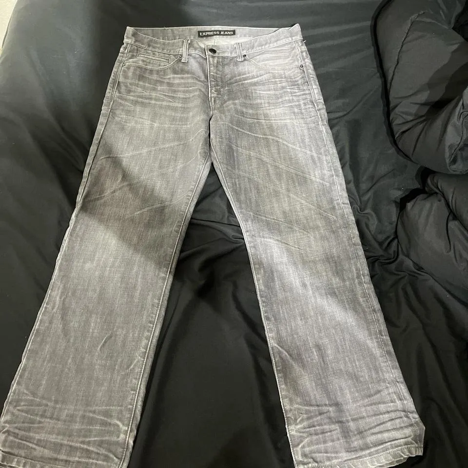 Express Men's Grey and Silver Jeans