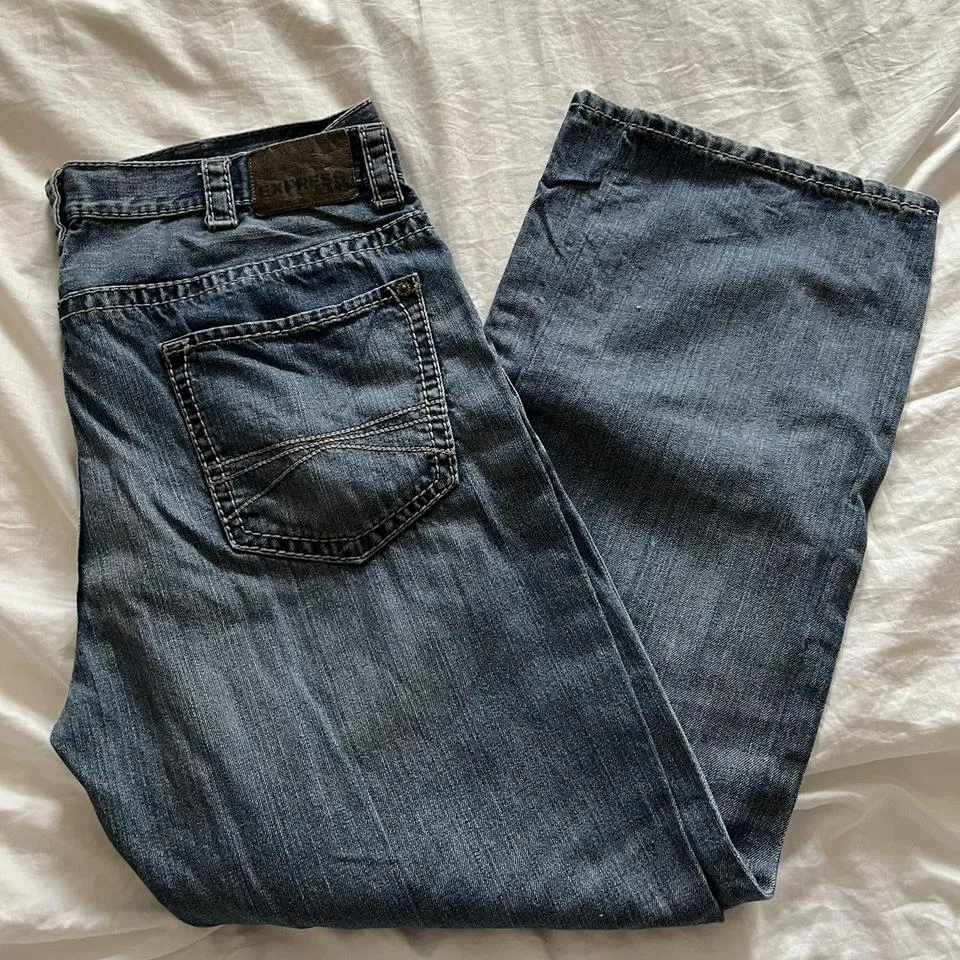 Express Men's Navy and Blue Jeans