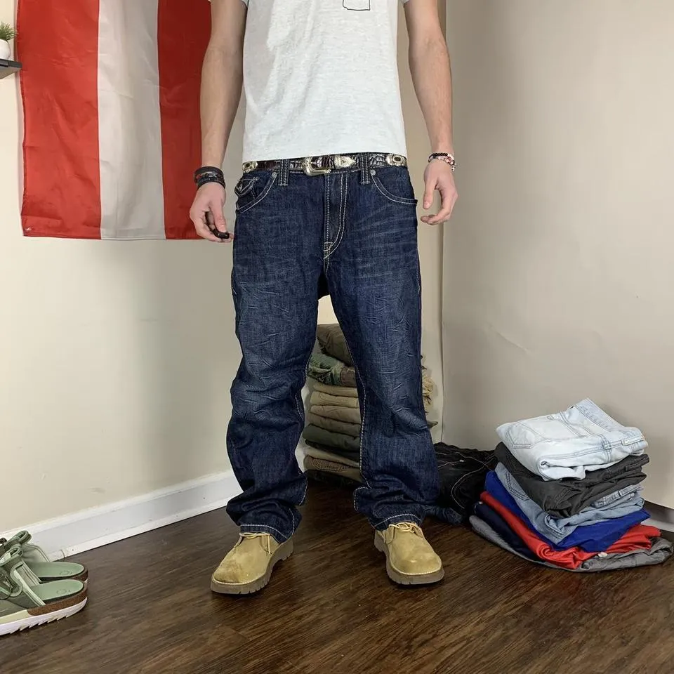 Express Men's Tan and Blue Jeans